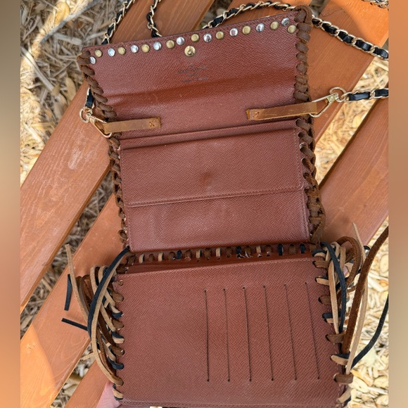 Louis Vuitton Brown Monogram Fringe Crossbody with Turquoise Studs - Picture 6 of 14